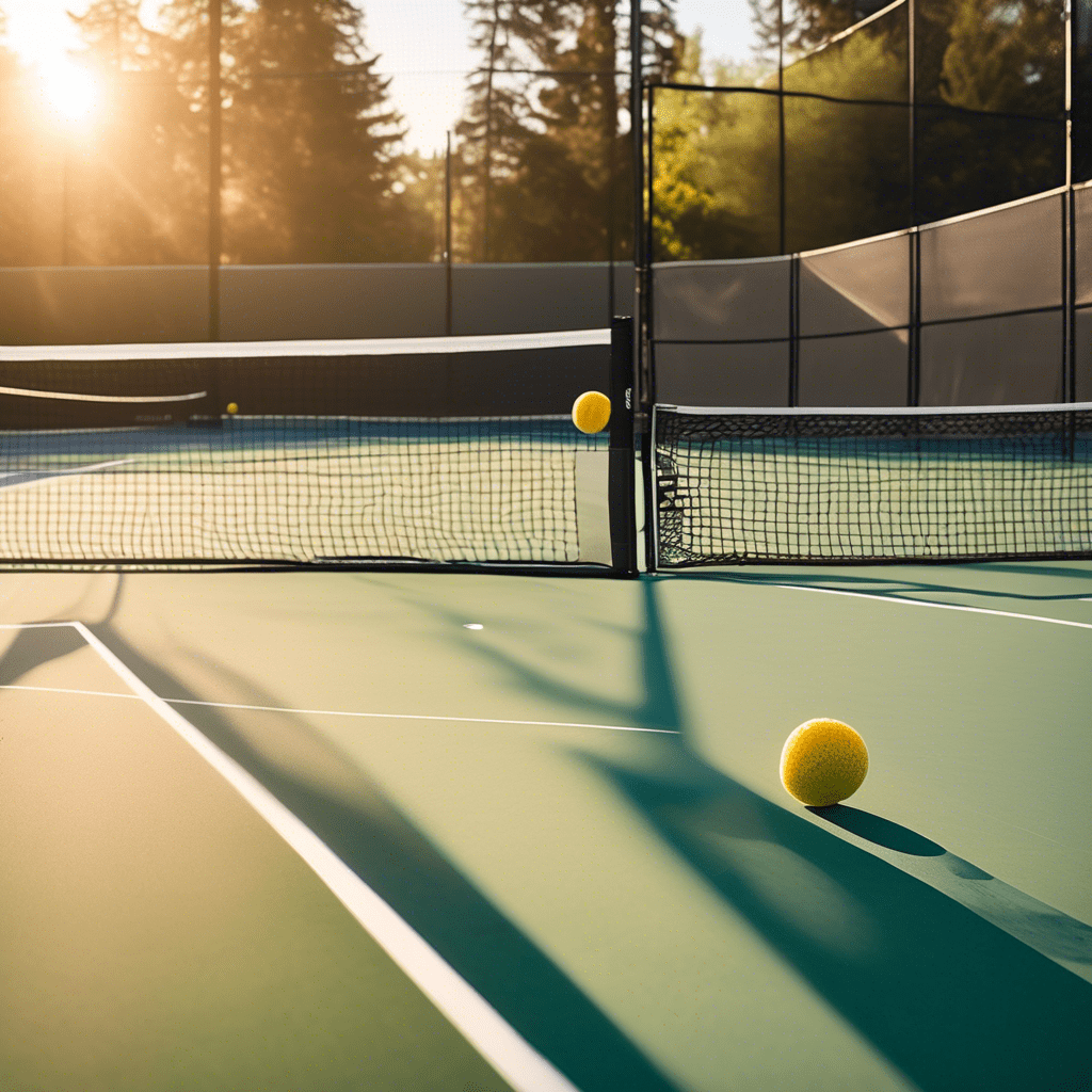 Pickleball net on court