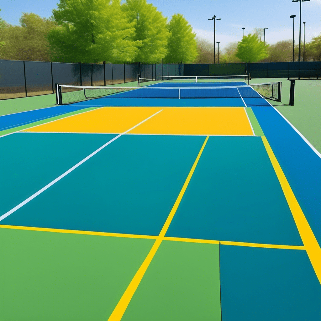 Pickleball players on a tennis court