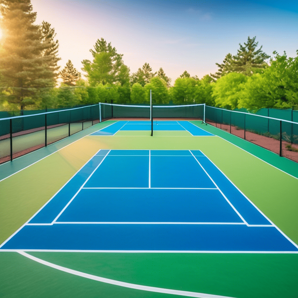 Pickleball net setup on a tennis court